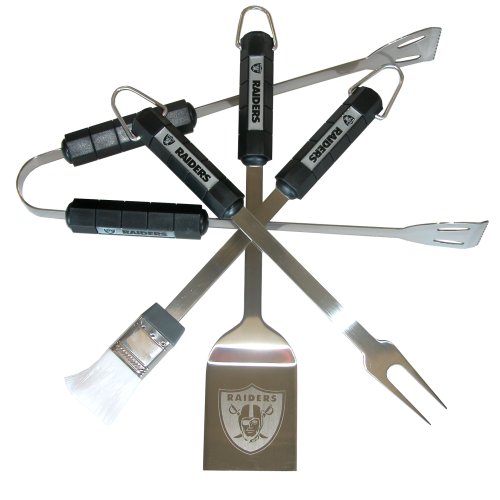 NFL Team BBQ Grill Set Stainless Steel 4 Piece Choose Your Favorite Team