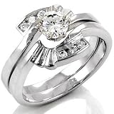 Cubic Zirconia Silver Wedding Ring Set - size 5