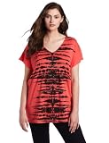 Calvin Klein Jeans Women's Plus-Size Zebra Stripes Tee, Lipstick, 2X