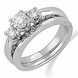 1.20Ct.T.W. Round Brilliant Diamond Engagement Ring in 14Kt. White Gold. Pre-Set Three-Diamond Wedding Ring Set