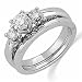 14K White Gold Pre-Set Three-Diamond Wedding Ring Set