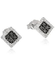 10k White Gold Square White and Black Diamond Earrings (1/4 cttw, I-J Color, I2-I3 Clarity)