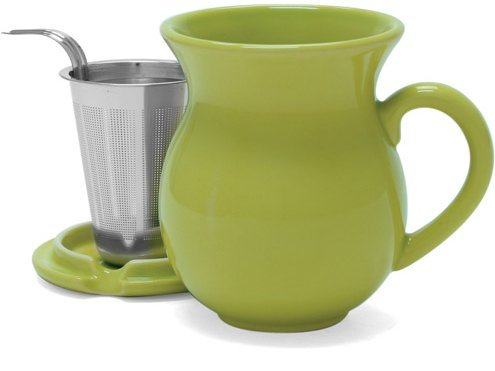 Chantal 15 oz Mugs With Stainless Steel Infuser, Glossy Lime Green