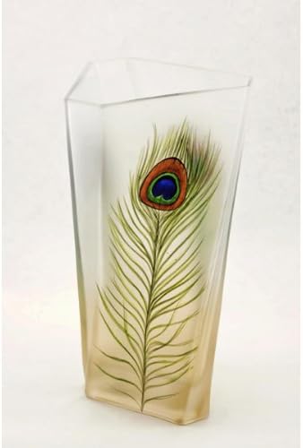 PRETTY HAND BLOWN GLASS PEACOCK SERIES VASE - 12H" GD244080