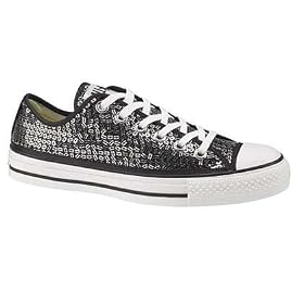 Women Shoes CONVERSE 107023 CT SEQUINS OX BLACK SILVER SIZE 4.5