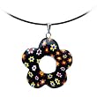 Handcrafted Black Millefiori Flower Black Wire Choker