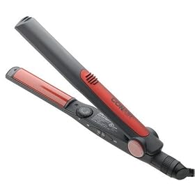 Conair S1CS Professional Straightener with Ceramic Technology Omega Curved Plates, Black and Red