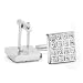 Modern Brilliant Square 16 Princess-Cut Crystal Stones Bezel-Set Center Silver Tone Cufflinks