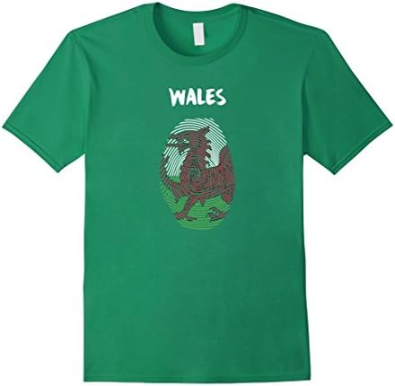 Men's Wales Country Pride T-Shirt Fingerprint Flag, It's In My DNA Medium Kelly Green