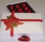 Gourmet Food : Scott's Cakes 1 lb. Dark Chocolate Covered Cherry Brandy Cherries in a Ribbon n Holly Box