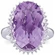 14Kt White Gold Amethyst Diamond Cocktail Ring