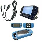 Baby Blue Skin Silicon Cover for Sony Playstation + 2 in 1 Data Cable Charg ....