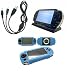 Baby Blue Skin Silicon Cover for Sony Playstation + 2 in 1 Data Cable Charger + Desktop Charger Cradle for Sony PSP