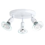 Globe Contempra Three-Light Flush Mount Ceiling Fixture, White with Clear Acrylic Globes #5753201