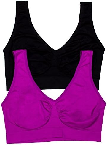 Kathy Ireland Intimates Wire Free Comfort Bra 2-pack (Large, Currant/Black)
