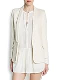 Mango Women's Bouclé Tuxedo Blazer, Neutral, M