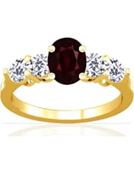 14K Yellow Gold Oval Cut Ruby Ring With Sidestones (GIA Certificate)