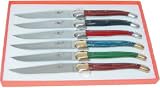 Laguiole Steak Knife Horn Tip Handle 2 Brass Bolsters set of 6