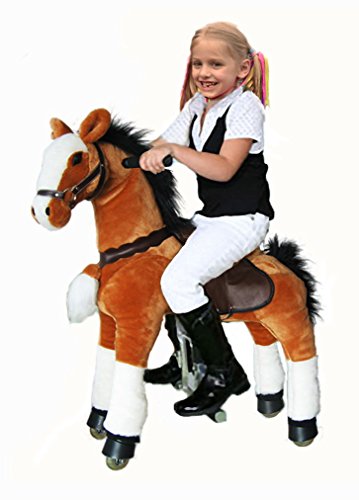 UFREE Horse Action Pony, Ride on Toy, Mechanical Moving Horse, Giddyup for Children 3 to 9 Years Old, Height 36 Inch, Black Mane and Tail