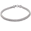 Sterling Silver Link Charm Bracelet Zircon Jewelry 7.5 inches (brclt258)