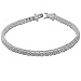 Sterling Silver Link Charm Bracelet Zircon Jewelry 7.5 inches (brclt258)