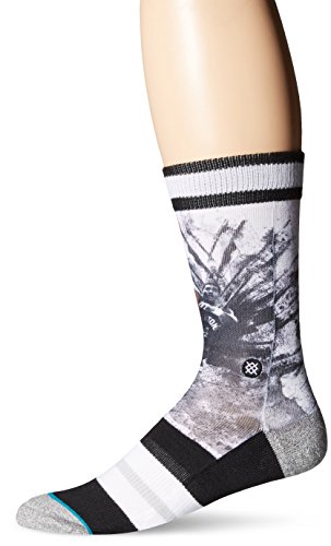 Stance Men's Gorge Gervin Splatter NBA Legends Crew Sock, Black, Large/X-Large