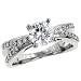 2 Row Round Diamond Engagement Ring .24cttw (CZ ctr)