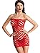 Amoretu Womens Strapless Lingerie Pothole Tube Chemise Dress Red