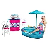 Mattel T9082 - Barbie Deluxe Möbel & Puppe, Grillplatz mit Pool