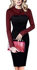 Long Sleeves Houndstooth Print  Dress