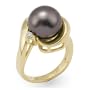 Tahitian Black Pearl Ring with Diamond in 14K Yellow Gold
