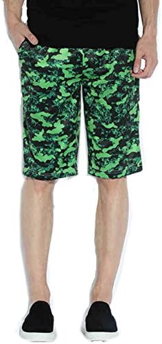UUROS Men's Camo Outdoor Sports Casual Straight Slim Shorts Trunks 6XL Green
