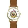 Easter Egg Basket Easter Theme - WATCHBUDDY&reg; DELUXE TWO-TONE THEME WATCH - Arabic Numbers - Brown Leather Strap-Size-Large ( Men's Size or Jumbo W