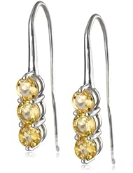 Sterling Silver Three Stone Fixed Fish Hook Earrings