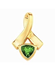 18K Yellow Gold Trillion Cut Tsavorite Pendant -- LIFETIME WARRANTY