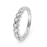 Platinum Plated Sterling Silver Round Diamond Twisted Seven Stone Fashion Ring (1/6 cttw)