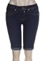 Juniors / Missy Dark Blue Rhinestone Studded 5-Pocket Cuffed Denim Bermuda Shorts - New !