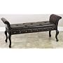 Beautiful Handmade RETRO STYLE 56" Wide Wooden / Bi-Cast Leather Bench on Black Finish