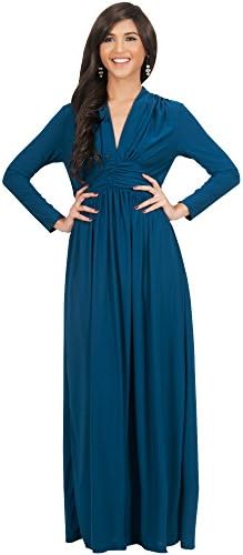 KOH KOH Womens Sleeve Vintage V-Neck Fall Winter Formal Gown