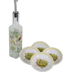 Gourmet Dipping Set Songbird Design with 4 Dishes