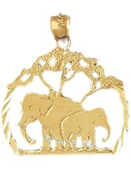 Dazzlers Solid 14k Gold Elephants Charm Pendant Available in three colors from jewelsberry (weights: 2.5 grams only)