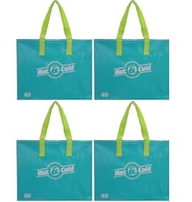 Insulated Tote Bag, 15"x12", Aqua, 4 Pack Set