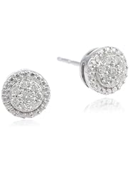 10k White Gold Diamond Round Stud Earrings (1/8 cttw, I-J Color, I2-I3 Clarity)