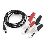 uxcell クリップ　DC電源ケーブル　デュアルワニ口クリップ　ケーブル　プラスチック　コッパー　ブラック　レッド　30A　53g　1個