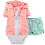 カーターズ（Carter's）マカロンピンクローカルキューティ半袖フード付きジャケット上下3点セット (24months(83-86cm)) [並行輸入品]