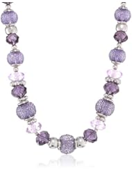 Napier "Caviar World" Silver-Tone and Purple Tone Collar Necklace, 16"+3" Extender