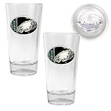Philadelphia Eagles NFL 2pc Pint Ale Glass Set with Football Bottom - Oval Logo