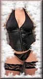 Sexy y2Diva Leather and Lycra Bustier shown with Thong (DIVA3-100X) in Queen Plus Size 1X, 2X or 3X