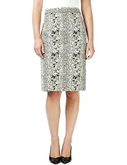 Jacquard Faux Snakeskin Print Knee Length Pencil Skirt