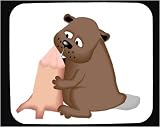 Decorated Mouse Pad with beaver, cartoon, wood, animal, gnawing